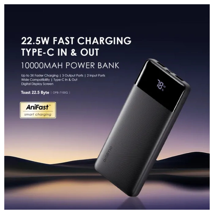 Oraimo OPB-7100Q Power Bank 10000mAh Toast 22.5W LED Display USB-C - Black
