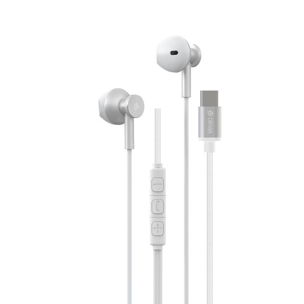 Devia M2 Metal Wired Earphone Type-C - Silver
