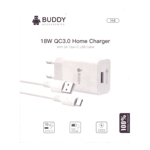 BUDDY Home USB charger Type-c 18W H4 BUDDY Home USB charger Type-c 18W H4 BUDDY Home USB charger Type-c 18W H4