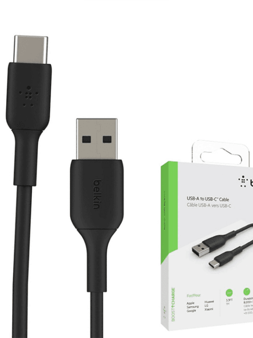 Belkin BOOSTCHARGE Braided USB-C to USB-A Cable 1m BlackBelkin BOOSTCHARGE Braided USB-C to USB-A Cable 1m BlackBelkin BOOSTCHARGE Braided USB-C to USB-A Cable 1m Black