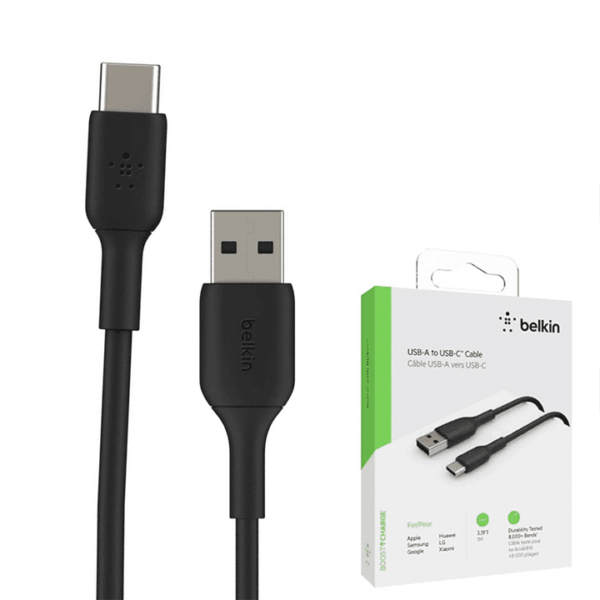 Belkin BOOSTCHARGE Braided USB-C to USB-A Cable 1m BlackBelkin BOOSTCHARGE Braided USB-C to USB-A Cable 1m BlackBelkin BOOSTCHARGE Braided USB-C to USB-A Cable 1m Black